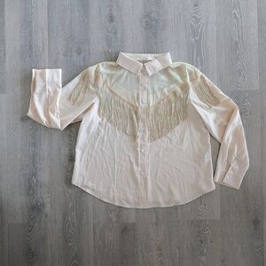 Cream Western Fringe Blouse - L/XL